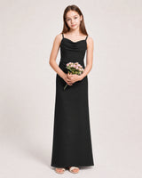 Black Chiffon Sheath Junior Bridesmaid Dress Front View