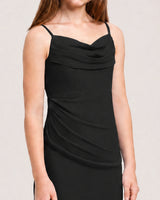 Black Chiffon A-line Junior Bridesmaid Dress Front View
