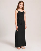 Black Chiffon Sheath Junior Bridesmaid Dress Front View