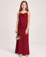 Burgundy Chiffon Sheath Junior Bridesmaid Dress Front View