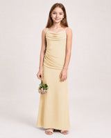Champagne Chiffon Sheath Junior Bridesmaid Dress Front View