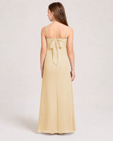 Champagne Chiffon A-line Junior Bridesmaid Dress Back View