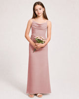 Dusty Rose Chiffon A-line Junior Bridesmaid Dress Front View