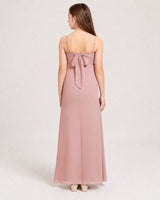 Dusty Rose Chiffon A-line Junior Bridesmaid Dress Back View