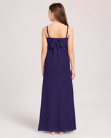 Navy Blue Chiffon A-line Junior Bridesmaid Dress Back View