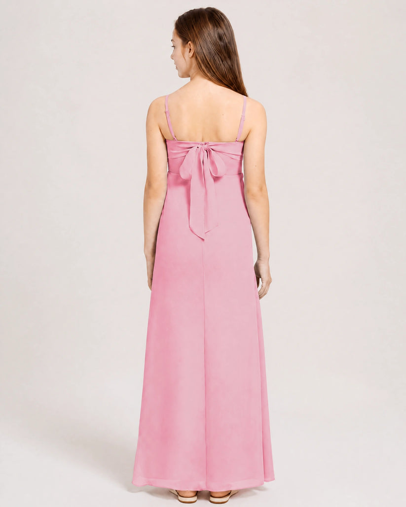 Peony Chiffon A-line Junior Bridesmaid Dress Back View