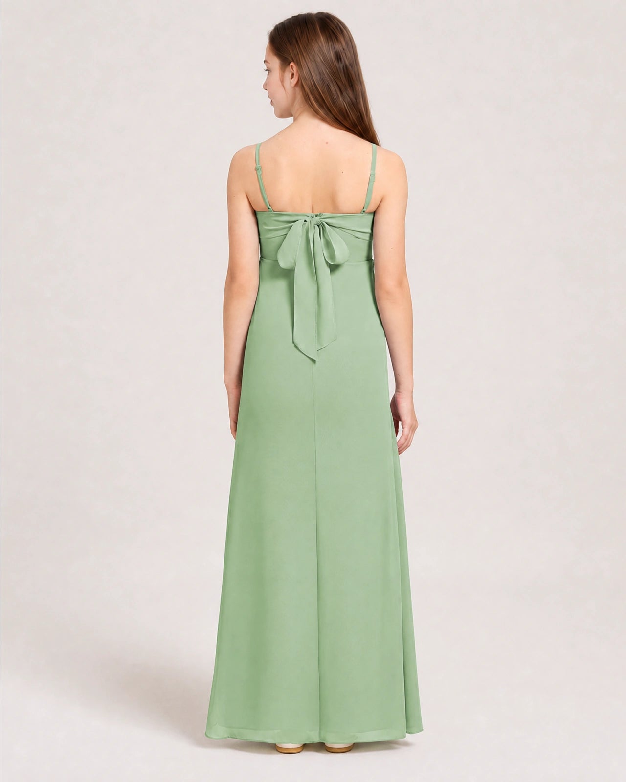 Dideyttawl Dusty Blue Chiffon Junior Bridesmaid Dress Cowl Neck A-Line Formal Dress