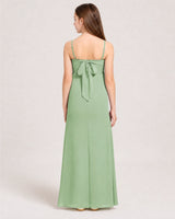 Sage Green Chiffon A-line Junior Bridesmaid Dress Back View