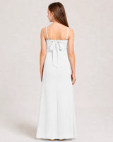 White Chiffon A-line Junior Bridesmaid Dress Back View