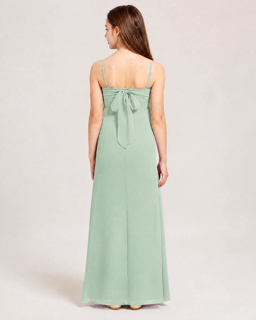 Agave Chiffon A-line Junior Bridesmaid Dress Back View