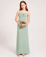 Eucalyptus Chiffon Sheath Junior Bridesmaid Dress Front View