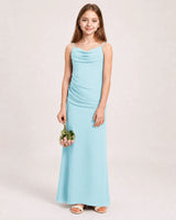 Baby Blue Chiffon Sheath Junior Bridesmaid Dress Front View