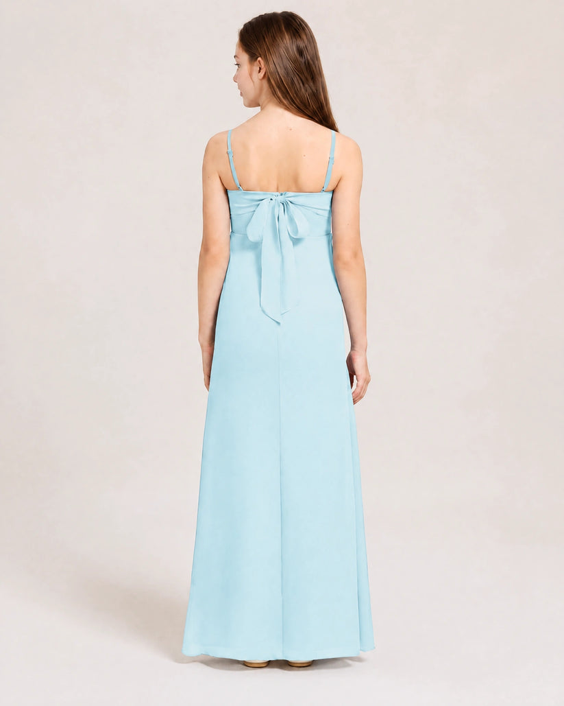 Baby Blue Chiffon A-line Junior Bridesmaid Dress Back View