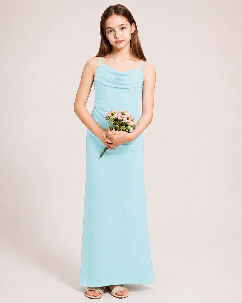 Baby Blue Chiffon A-line Junior Bridesmaid Dress Front View