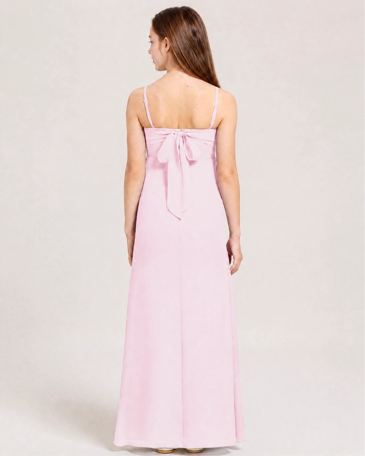 Dideyttawl Dusty Blue Chiffon Junior Bridesmaid Dress Cowl Neck A-Line Formal Dress