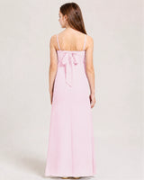 Blush Pink Chiffon A-line Junior Bridesmaid Dress Back View