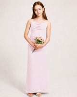 Blush Pink Chiffon A-line Junior Bridesmaid Dress Front View