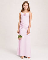 Blush Pink Chiffon Sheath Junior Bridesmaid Dress Front View
