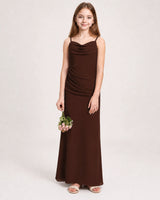Brown Chiffon Sheath Junior Bridesmaid Dress Front View
