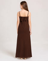 Brown Chiffon A-line Junior Bridesmaid Dress Back View