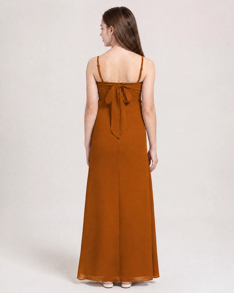 Burnt Orange Chiffon A-line Junior Bridesmaid Dress Back View