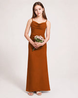 Burnt Orange Chiffon Sheath Junior Bridesmaid Dress Front View