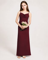 Burgundy Chiffon Sheath Junior Bridesmaid Dress Front View