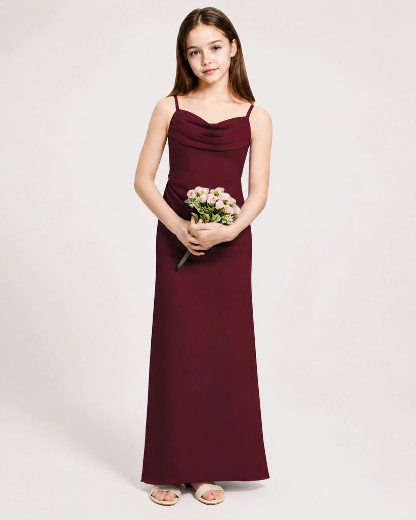 Cabernet Chiffon Sheath Junior Bridesmaid Dress Front View