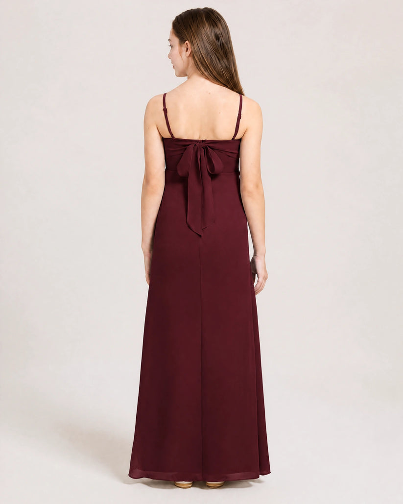 Cabernet Chiffon A-line Junior Bridesmaid Dress Back View