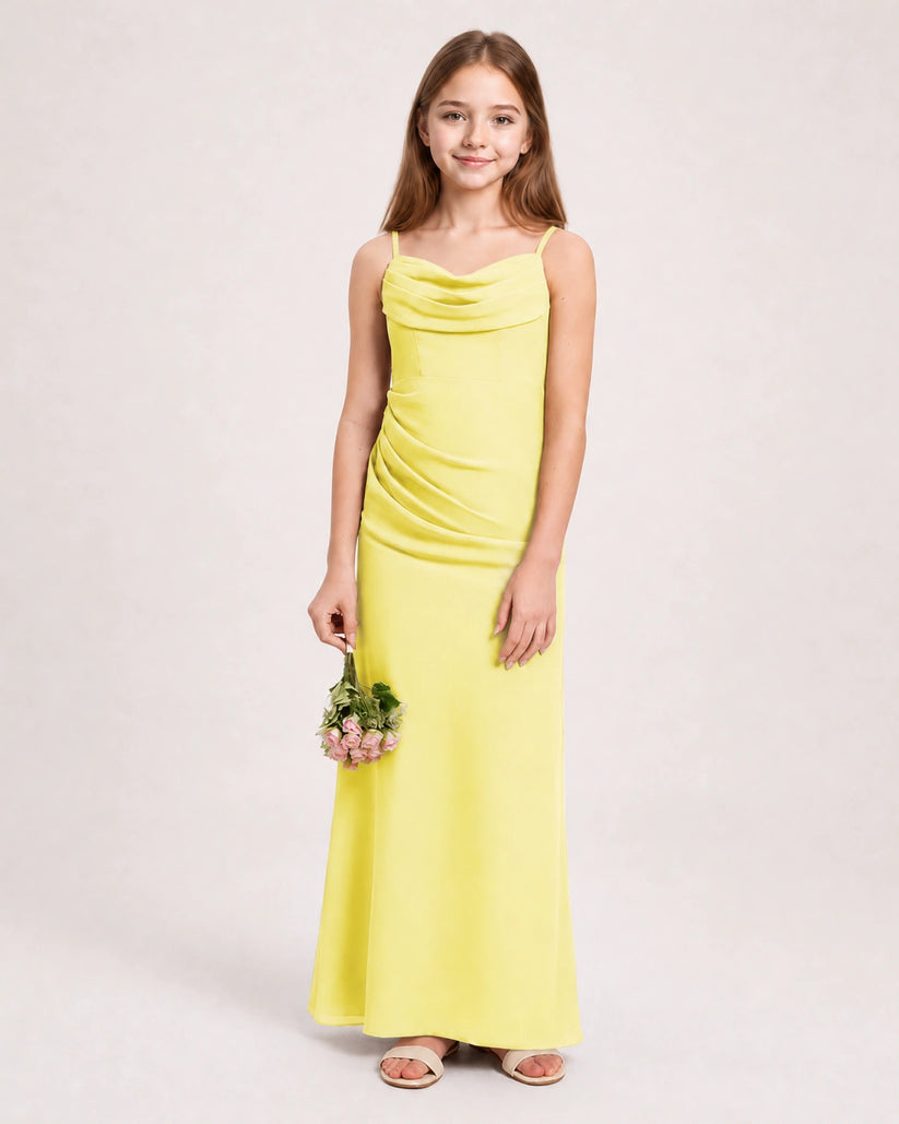 Daffodil Chiffon Sheath Junior Bridesmaid Dress Front View