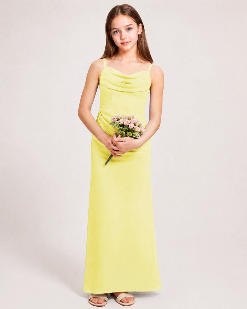 Daffodil Chiffon Sheath Junior Bridesmaid Dress Front View