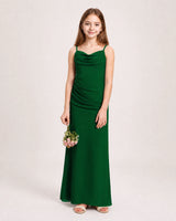 Dark Green Chiffon A-line Junior Bridesmaid Dress Front View