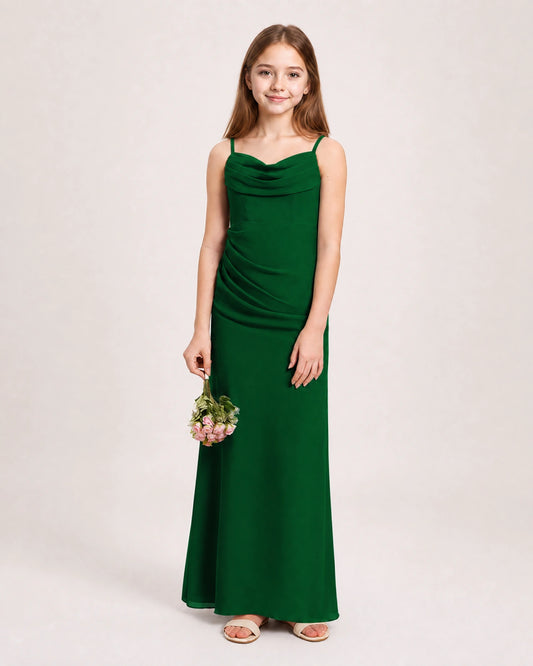 Dark Green Chiffon A-line Junior Bridesmaid Dress Front View