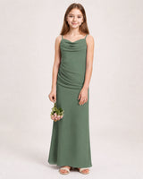 Eucalyptus Chiffon A-line Junior Bridesmaid Dress Front View