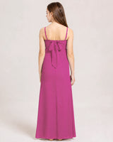 Fuchsia Chiffon A-line Junior Bridesmaid Dress Back View
