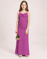 Fuchsia Chiffon Sheath Junior Bridesmaid Dress Front View