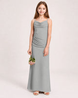 Grey Chiffon Sheath Junior Bridesmaid Dress Front View
