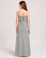 Grey Chiffon A-line Junior Bridesmaid Dress Back View