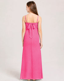 Dideyttawl Dusty Blue Chiffon Junior Bridesmaid Dress Cowl Neck A-Line Formal Dress