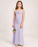 Lavender Chiffon Sheath Junior Bridesmaid Dress Front View