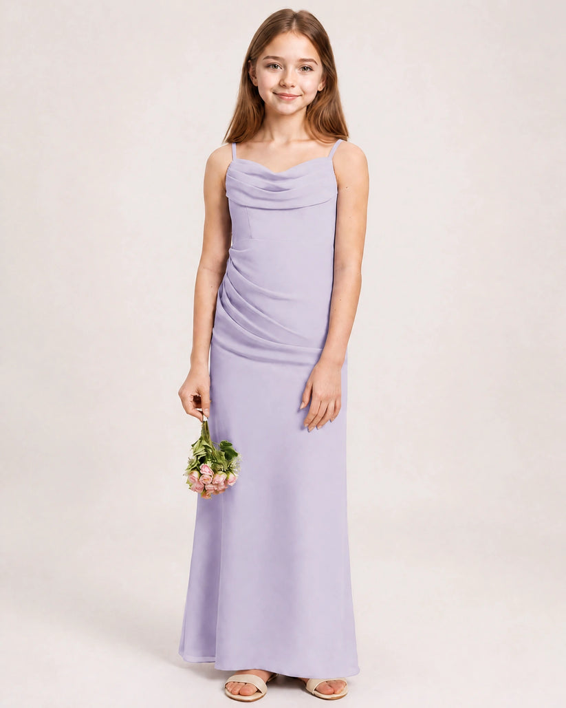 Lavender Chiffon Sheath Junior Bridesmaid Dress Front View