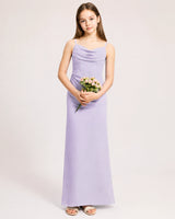 Lavender Chiffon Sheath Junior Bridesmaid Dress Front View