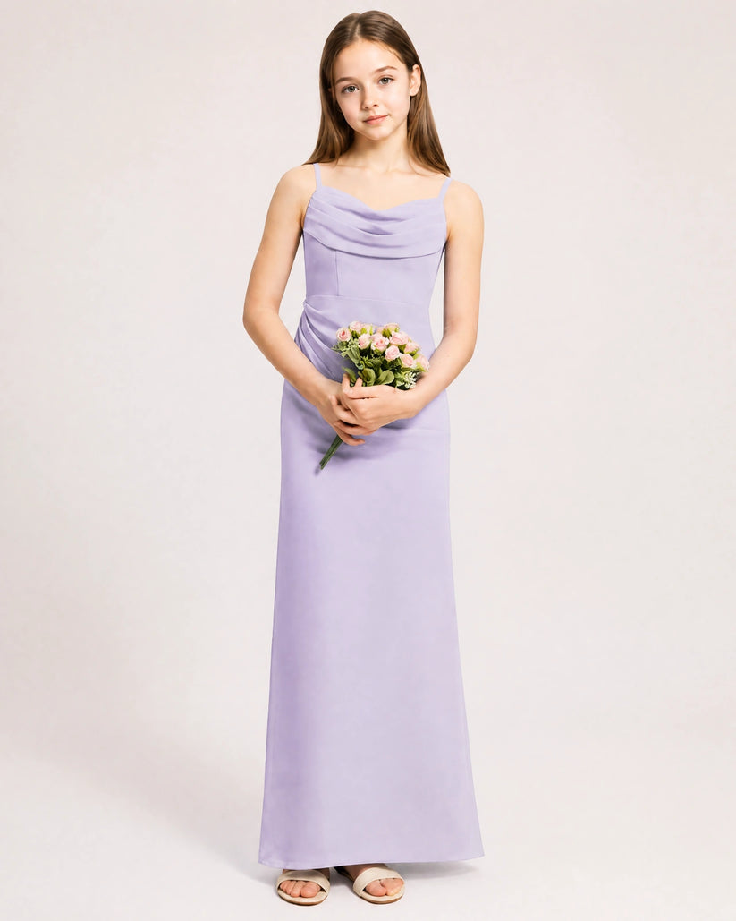 Lavender Chiffon Sheath Junior Bridesmaid Dress Front View