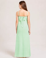 Mint Green Chiffon A-line Junior Bridesmaid Dress Back View