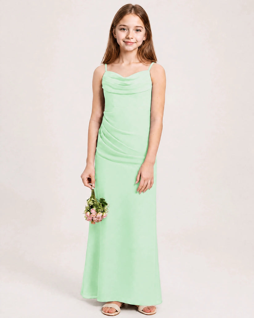 Mint Green Chiffon A-line Junior Bridesmaid Dress Front View