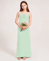 Mint Green Chiffon Sheath Junior Bridesmaid Dress Front View