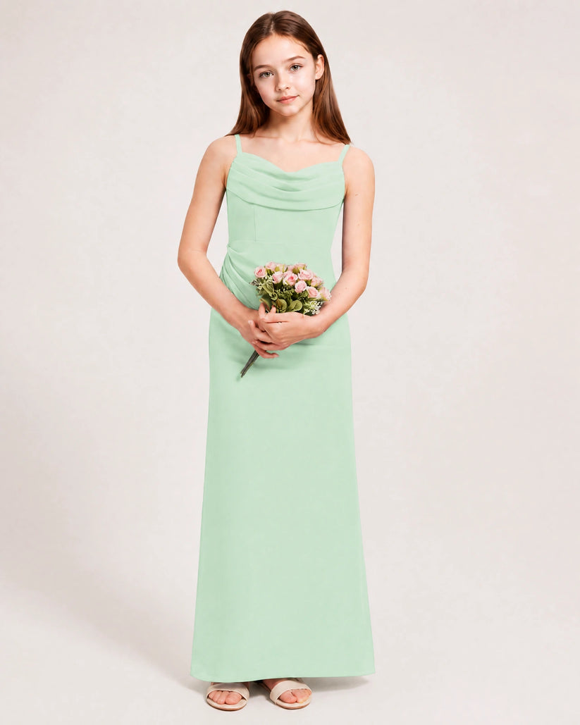 Mint Green Chiffon Sheath Junior Bridesmaid Dress Front View