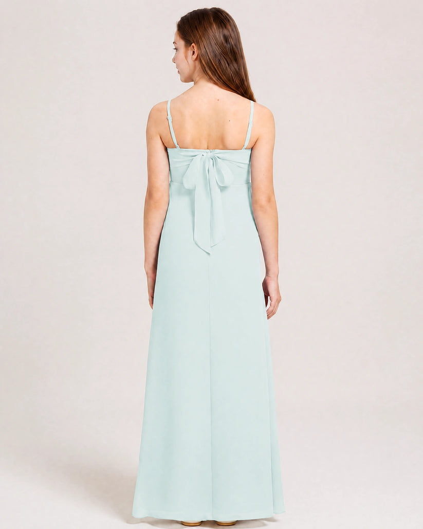Mist Chiffon A-line Junior Bridesmaid Dress Back View