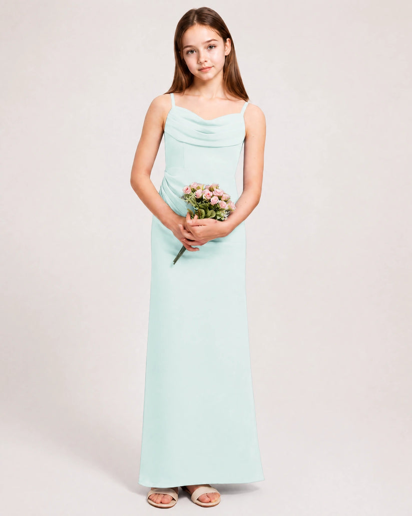Mist Chiffon Sheath Junior Bridesmaid Dress Front View