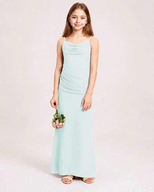 Mist Chiffon A-line Junior Bridesmaid Dress Front View